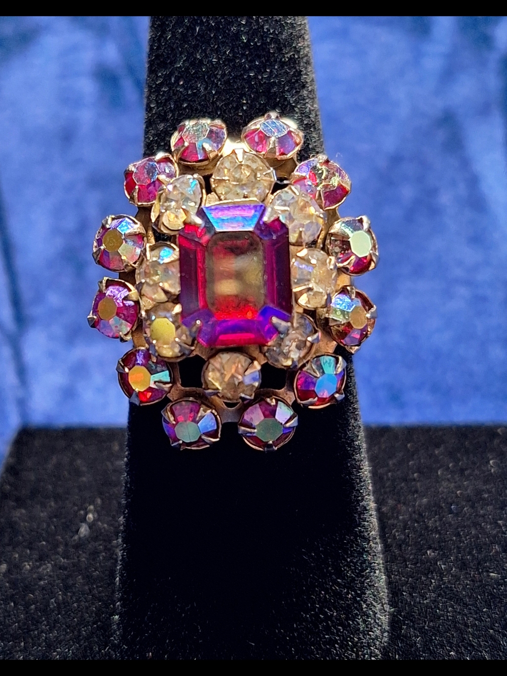 Vintage Aurora Borealis Cocktail Ring